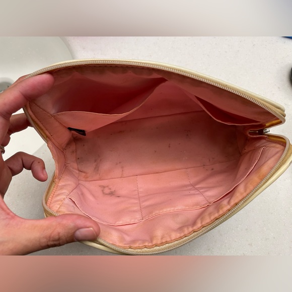 XX SOLD XX Large Coach toiletry/cosmetic bag beige & pink - Picture 5 of 7